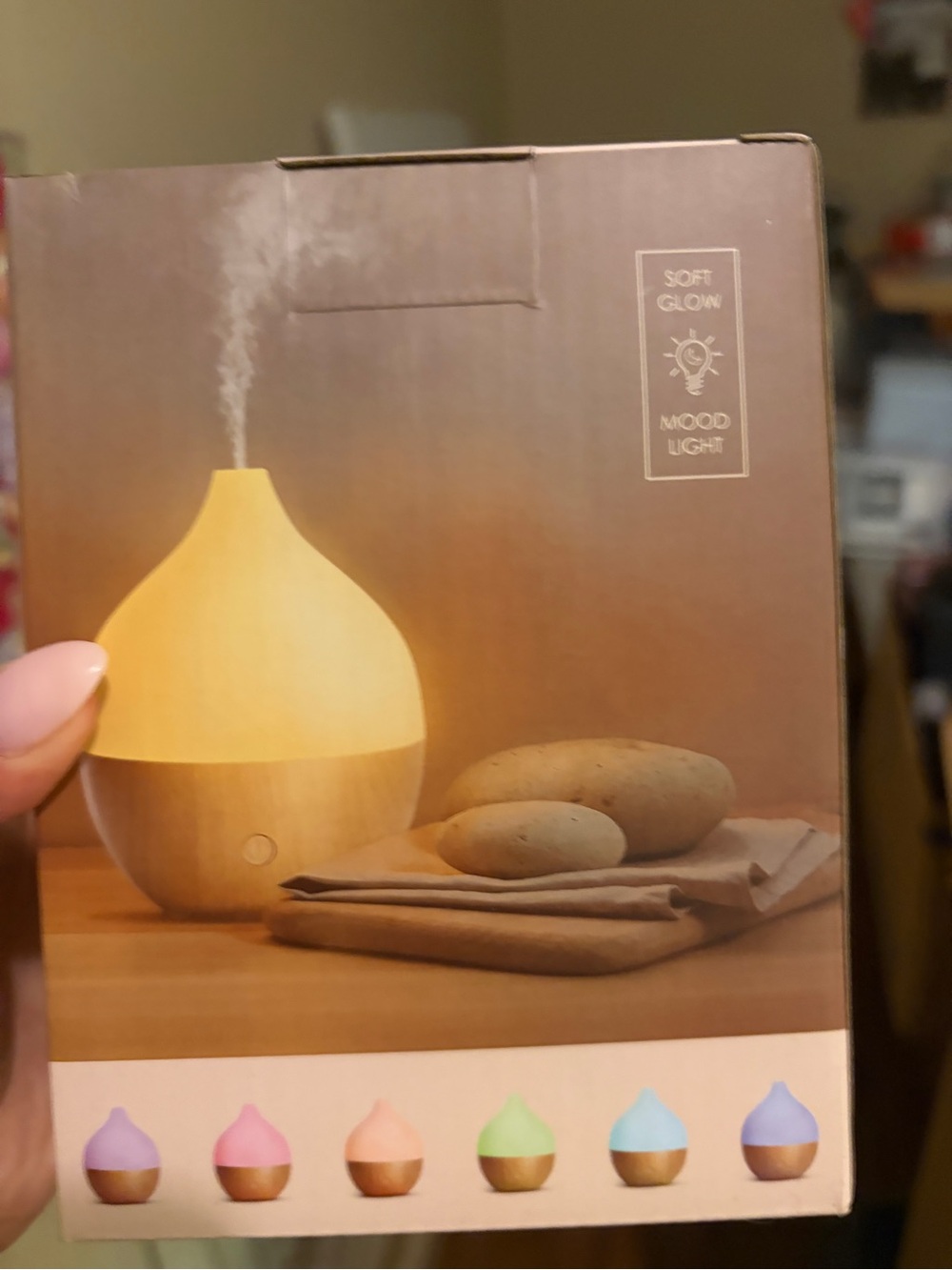 Wood Grain Aroma Diffuser with Soft Glow - Light Wood Tone